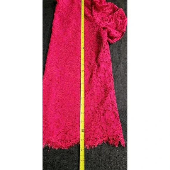 Joie Red Pink Lace Short Sleeve Blouse V-Neck Elegant‎ Flowy Date Occasion EUC - Picture 8 of 8